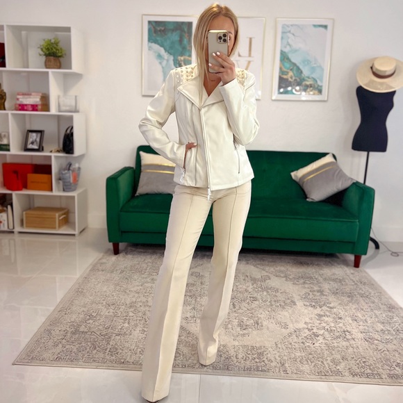 G By Giuliana Faux Leather Studded Ivory Jacket - Picture 6 of 8